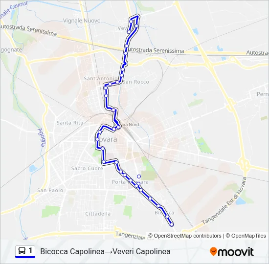 1 Bus Line Map