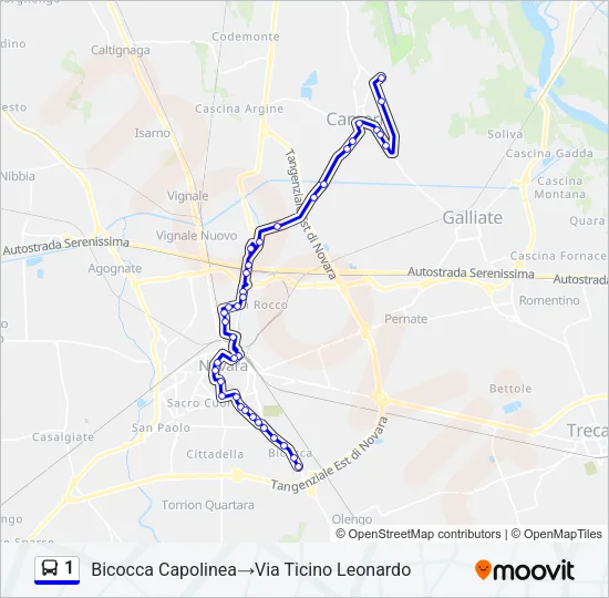 1 Bus Line Map