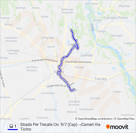 Percorso linea bus 1