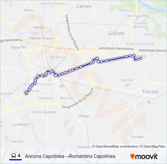 Percorso linea bus 4