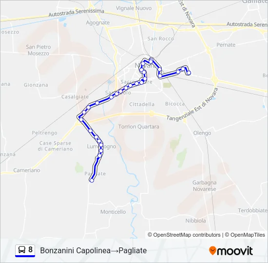 Percorso linea bus 8