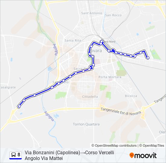 Percorso linea bus 8