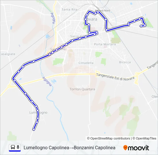 Percorso linea bus 8