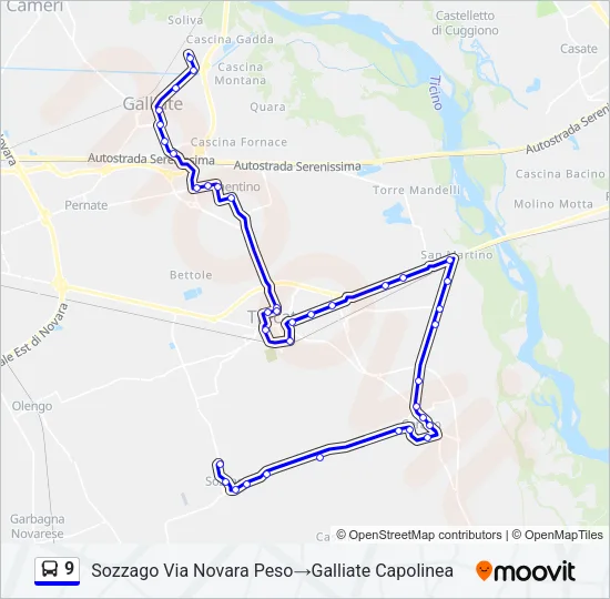 9 Bus Line Map