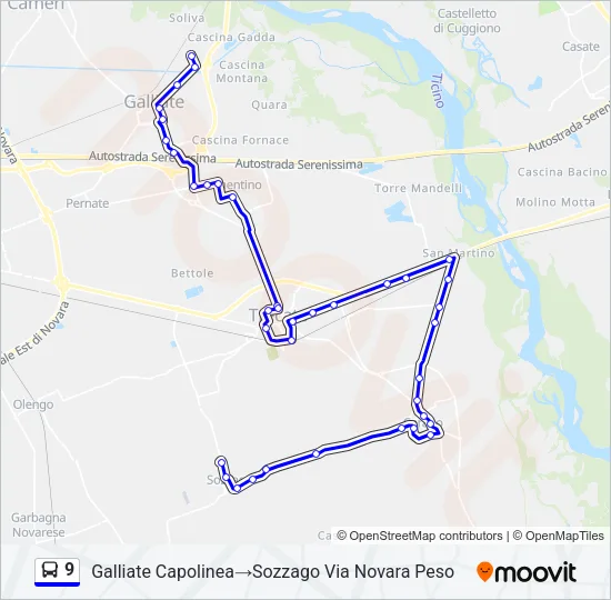 9 Bus Line Map