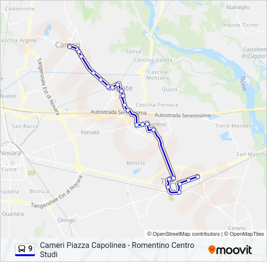 Percorso linea bus 9