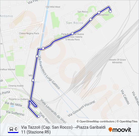 Percorso linea bus C