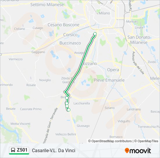 Z501 bus Line Map