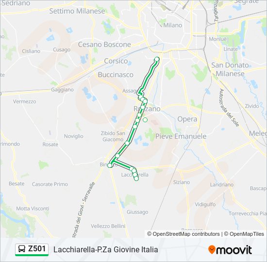 Z501 bus Line Map