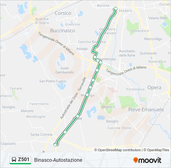 Percorso linea bus Z501