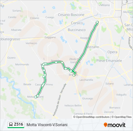 Z516 bus Line Map