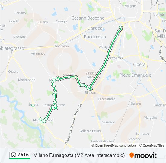 Z516 bus Line Map