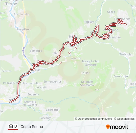 B Bus Line Map