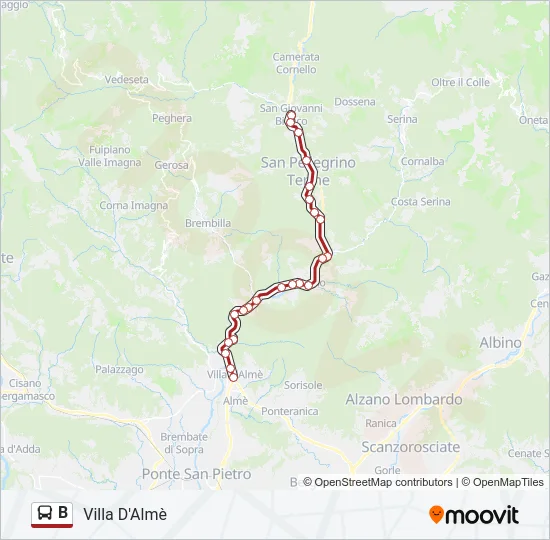 B Bus Line Map