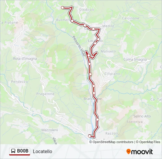 Percorso linea bus B00B