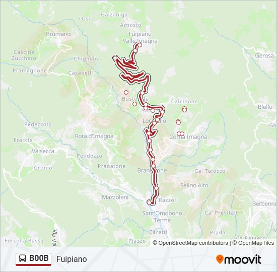 Percorso linea bus B00B