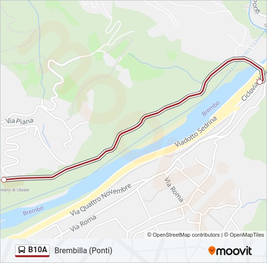 Percorso linea bus B10A