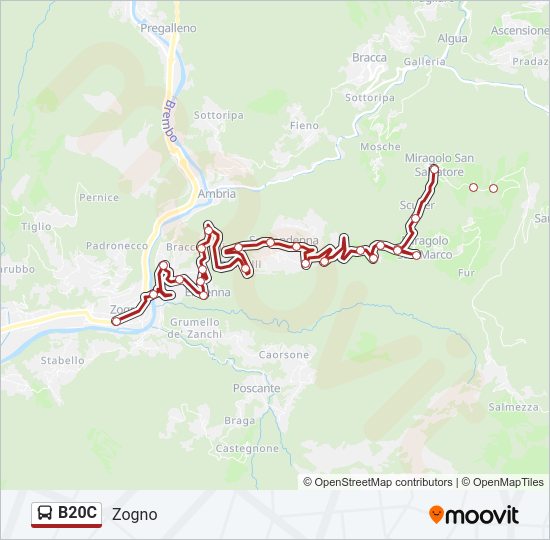 Percorso linea bus B20C