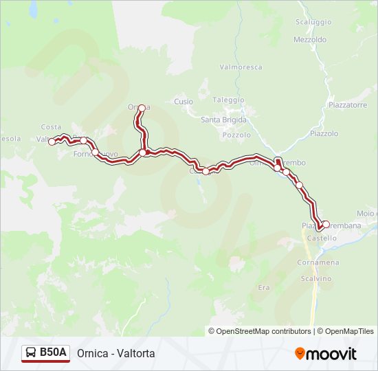 Percorso linea bus B50A