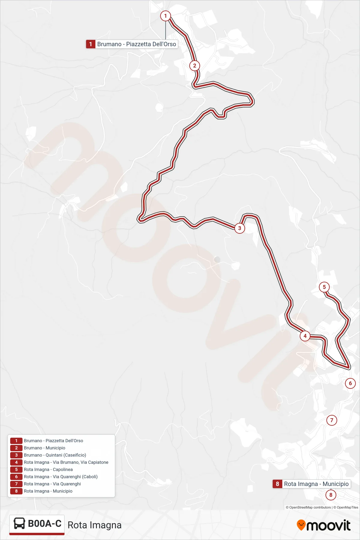 Linea B00A-C bus (Rota Imagna) - Percorsi e fermate sulla mappa