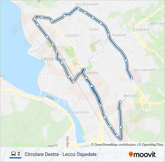 Percorso linea bus 2