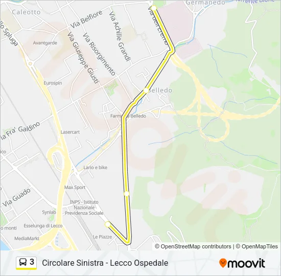 Percorso linea bus 3