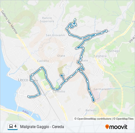 Percorso linea bus 4