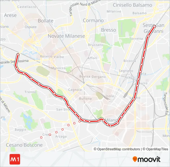 M1 Metro Line Map