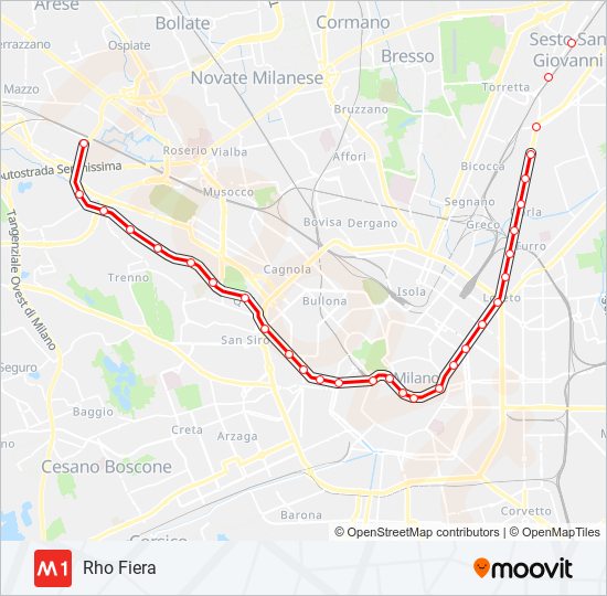 M1 metro Line Map