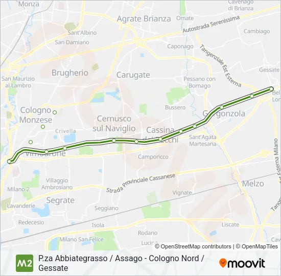 M2 Metro Line Map