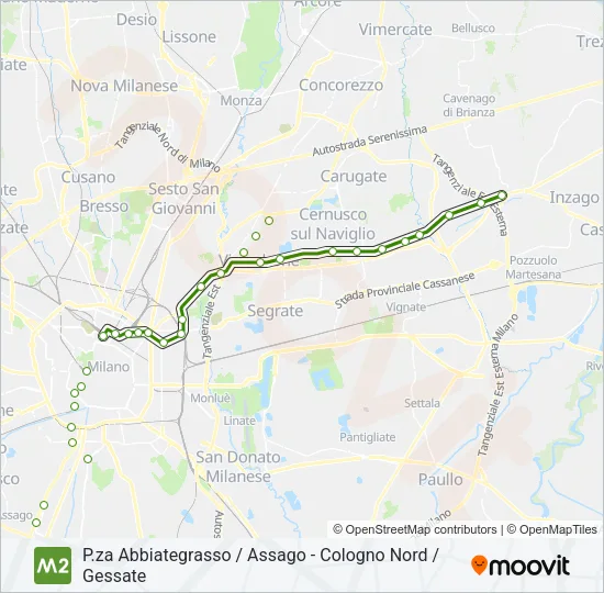 M2 Metro Line Map