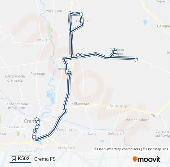 K502 Bus Line Map