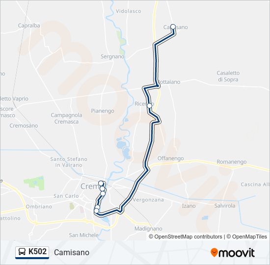K502 bus Line Map
