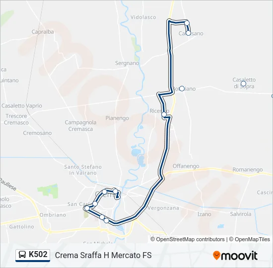 K502 Bus Line Map
