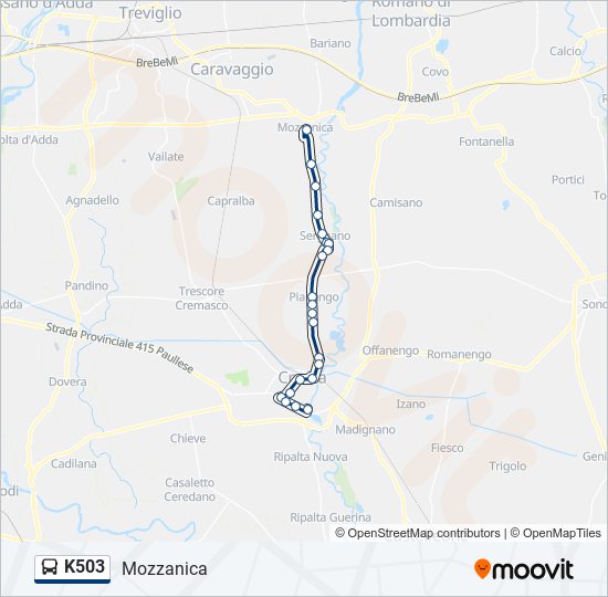 K503 bus Line Map