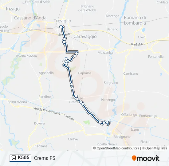 K505 Bus Line Map