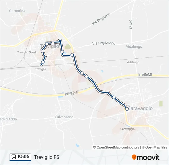 K505 Bus Line Map