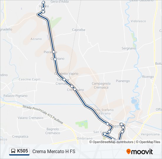 K505 bus Line Map