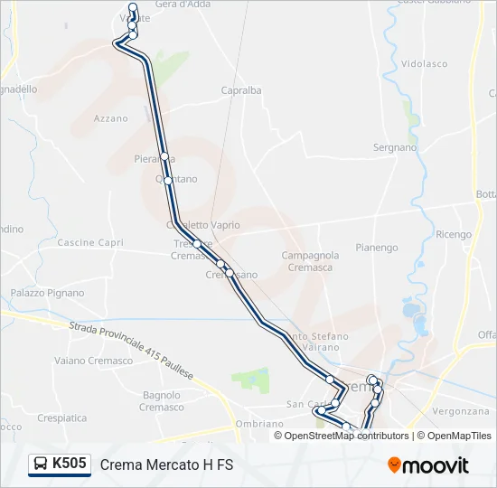 K505 Bus Line Map