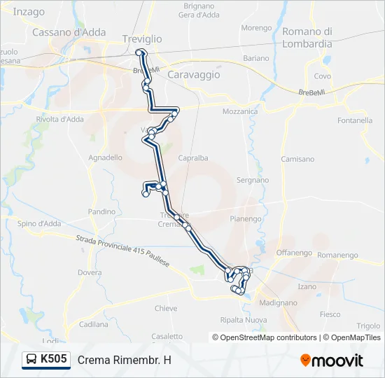 K505 Bus Line Map