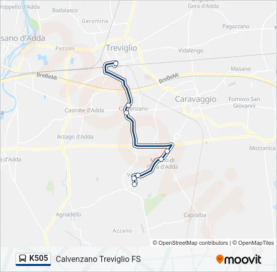 K505 Bus Line Map