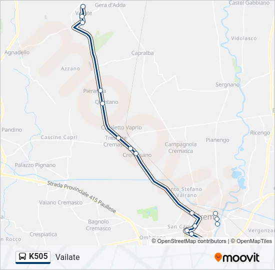 K505 Bus Line Map