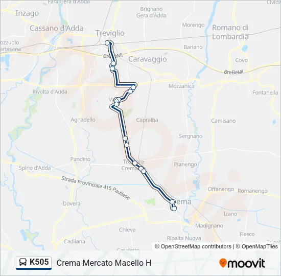 K505 Bus Line Map