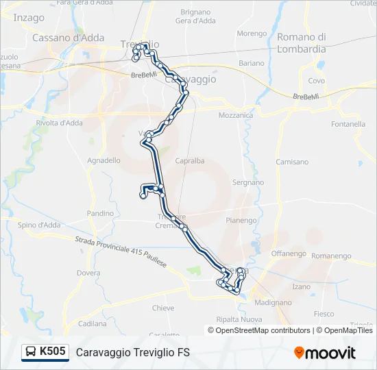 K505 Bus Line Map