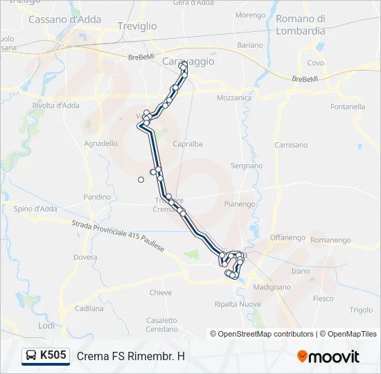 K505 Bus Line Map