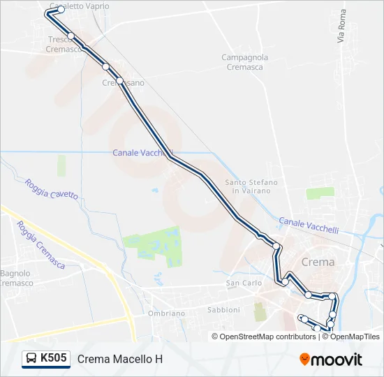 K505 Bus Line Map