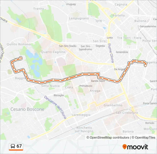 67 Bus Line Map