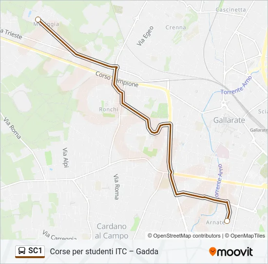 SC1 Bus Line Map