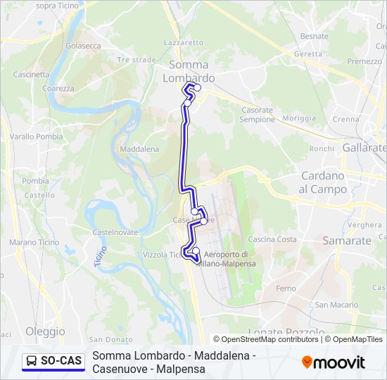 Percorso linea bus SO-CAS