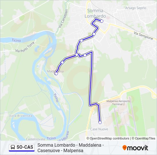 Percorso linea bus SO-CAS